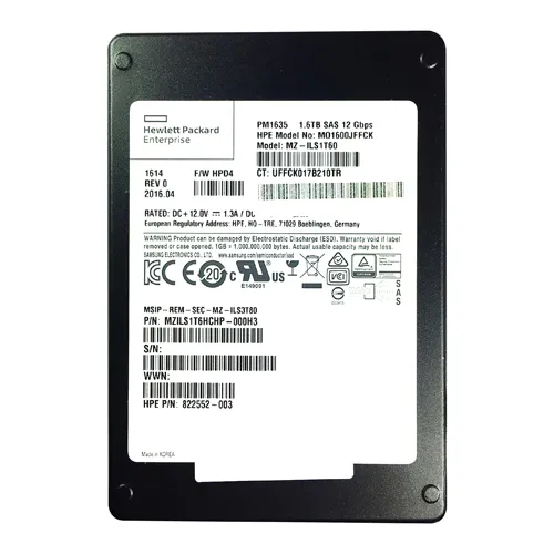 HP 822552-003 | 1.6TB SAS 12Gb/s Mixed Use Mainstream Endurance Hot-Swappable 2.5-Inch Solid State Drive for ProLiant Servers Refurbished - Hewlett-Packard (ou HP en abrégé) refurbished available on Gotodirect