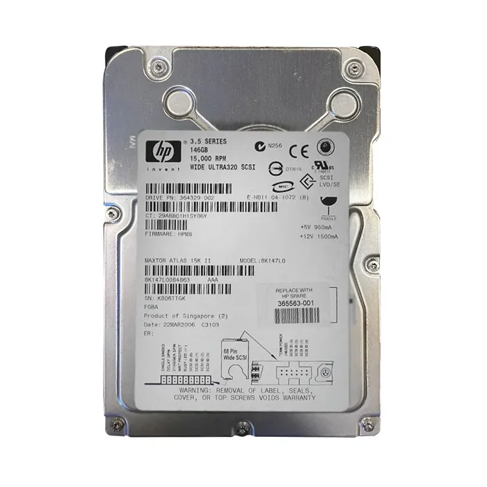 HP 365563-001 | 146GB 15000RPM Ultra320 SCSI 8MB Cache LVD 68-Pin 3.5-inch Hard Drive for Workstation Refurbished - Hewlett-Packard (ou HP en abrégé) refurbished available on Gotodirect