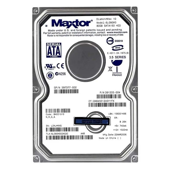 HP 391333-004 | 80GB 7200RPM SATA 1.5Gb/s LFF Hot-Pluggable 3.5-inch Midline Hard Drive for ProLiant Servers Refurbished - Hewlett-Packard (ou HP en abrégé) refurbished available on Gotodirect