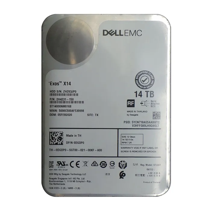 Dell DGDP0 | 14TB 7200RPM SAS 12Gb/s Hot-Pluggable (512e) 3.5-Inch Hard Drive for PowerEdge Server & PowerVault Server Refurbished - Dell refurbished available on Gotodirect