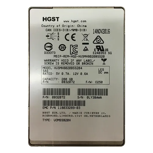 HGST HUSMH8020BSS204 | Ultrastar SSD800MH.B Series 200GB Multi-Level Cell SAS 12Gb/s High Endurance 2.5-Inch Solid State Drive Refurbished - HGST (a subsidiary of Western Digital) refurbished available on Gotodirect