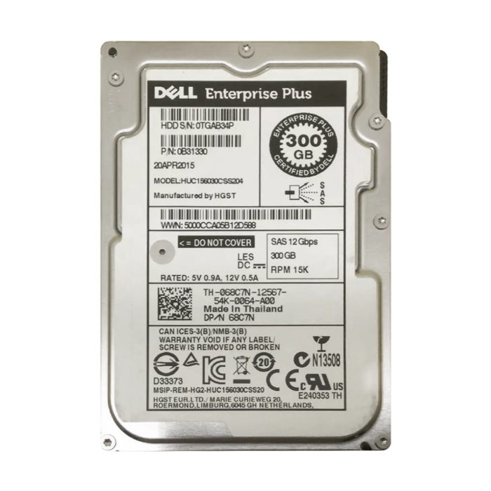 Dell 068C7N | 300GB 15000RPM SAS 12Gb/s 2.5-Inch Hard Drive Refurbished - Dell refurbished available on Gotodirect