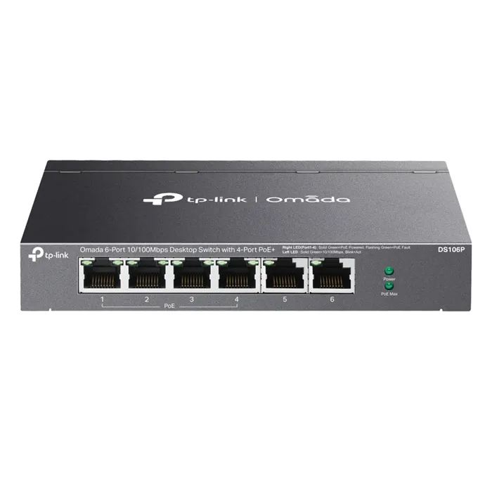 TP-LINK DS106P | Omada 6-Port 10/100Mbps Unmanaged Desktop Switch with 4-Port PoE+ Refurbished - TP-Link refurbished available on Gotodirect