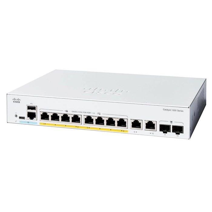 Cisco C1200-8P-E-2G | Catalyst 1200 Series 8-Ports 10/100/1000Base-T RJ-45 PoE+ 2-Ports 10GBase-X SFP/RJ-45 Combo Rack-mountable Gigabit Ethernet Switch Refurbished - Cisco Systems Inc. refurbished available on Gotodirect