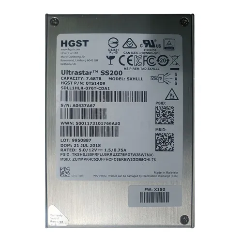 HGST SDLL1HLR-076T-CDA1 | Ultrastar DC SS200 Series 7.68TB Multi-Level Cell SAS 12Gb/s (TCG) 2.5-Inch Solid State Drive Refurbished - HGST (a subsidiary of Western Digital) refurbished available on Gotodirect