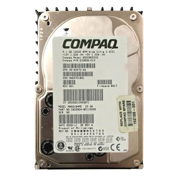 HP 3R-A3470-AA | 9.1GB 10000RPM Ultra-160 SCSI Hot-Pluggable (LVD) 80-Pin 3.5-Inch Hard Drive Refurbished - Hewlett-Packard (ou HP en abrégé) refurbished available on Gotodirect