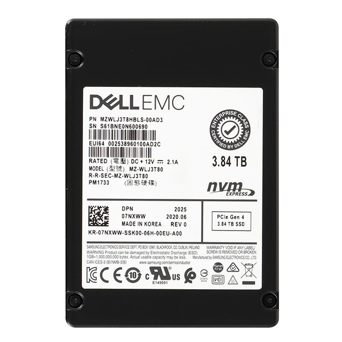 Samsung MZWLJ3T8HBLS-00AD3 | Enterprise PM1733 Series 3.84TB Triple-Level Cell PCI-Express 4.0 x4 NVMe Read-Intensive U.2 2.5-Inch Solid State Drive Refurbished - Samsung refurbished available on Gotodirect