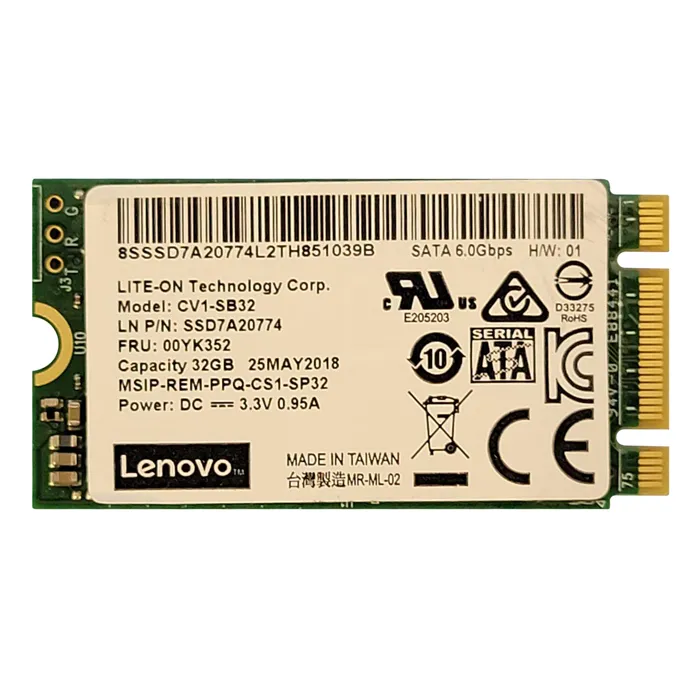 Lenovo 00YK352 | 32GB Multi-Level Cell SATA 6Gb/s M.2 2242 Solid State Drive Refurbished - Lenovo refurbished available on Gotodirect