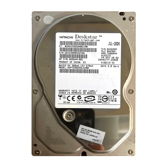 HP 465644-001 | 250GB 7200RPM SATA 3Gb/s NCQ 8MB Cache Hot-Pluggable 3.5-inch Hard Drive Refurbished - Hewlett-Packard (ou HP en abrégé) refurbished available on Gotodirect