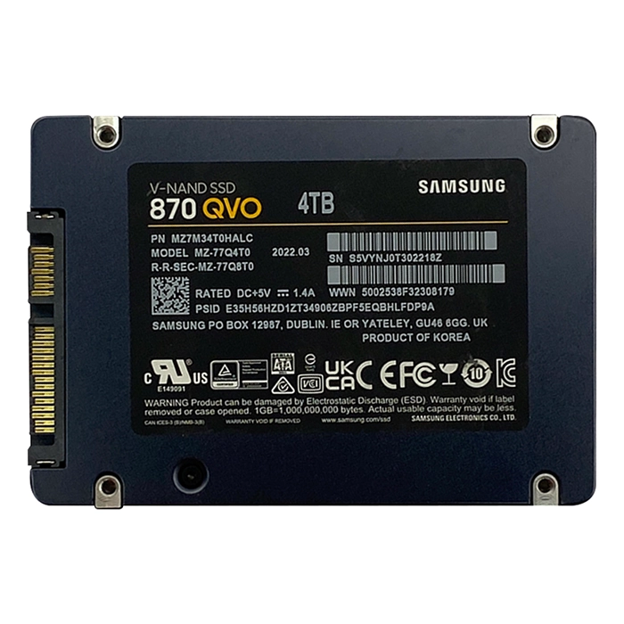 Samsung MZ-77Q4T0 | 870 QVO Series 4TB 2.5-inch 6GB/s SATA 4GB Cache V-NAND 4bit MLC (QLC) Solid State Drive Refurbished - Samsung refurbished available on Gotodirect