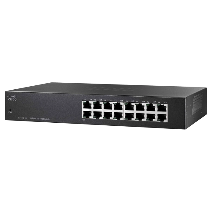 Cisco SF110-16 | Small Business PoE RJ-45 16-Port X 10/100Base-TX Unmanaged Wall-Mountable Fast Ethernet Desktop Switch Refurbished - Cisco Systems Inc. refurbished available on Gotodirect