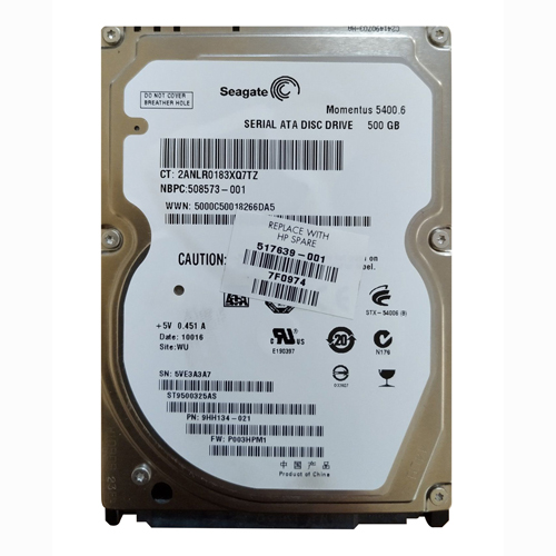 HP 508573-001 | 500GB 5400RPM SATA 1.5Gb/s 8MB Cache 2.5-inch Hard Drive Refurbished - Hewlett-Packard (ou HP en abrégé) refurbished available on Gotodirect