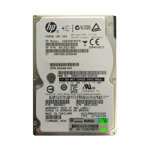 HP 641552-002 | 450GB 10000RPM SAS 6Gb/s Dual Port Hot Swappable 2.5-Inch Hard Drive for ProLiant Servers Refurbished - Hewlett-Packard (ou HP en abrégé) refurbished available on Gotodirect