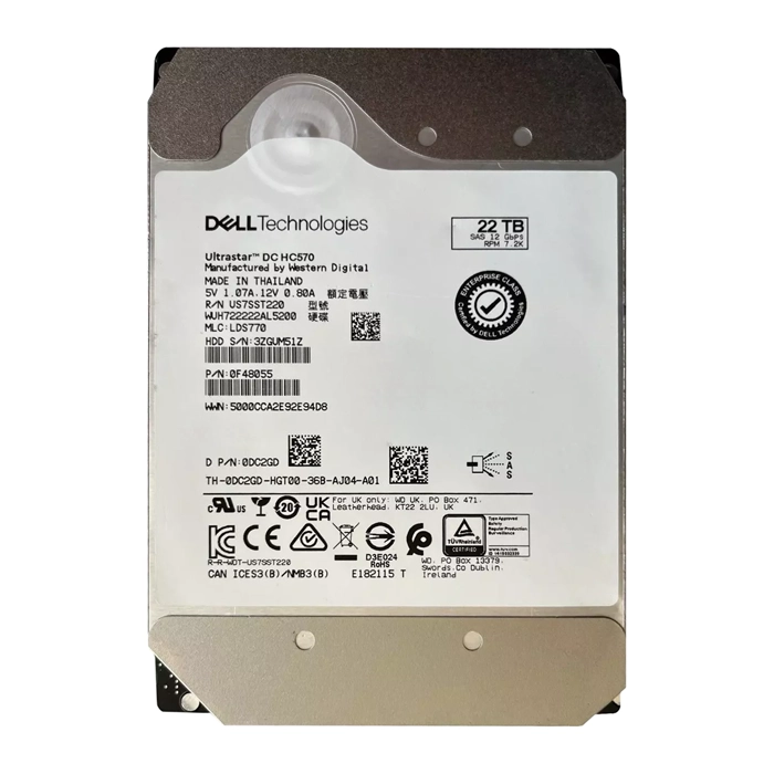 Dell DC2GD | 22TB 7200RPM 12Gb/s SAS Hot Plug 512MB Cache 3.5-inch Hard Drive Refurbished - Dell refurbished available on Gotodirect