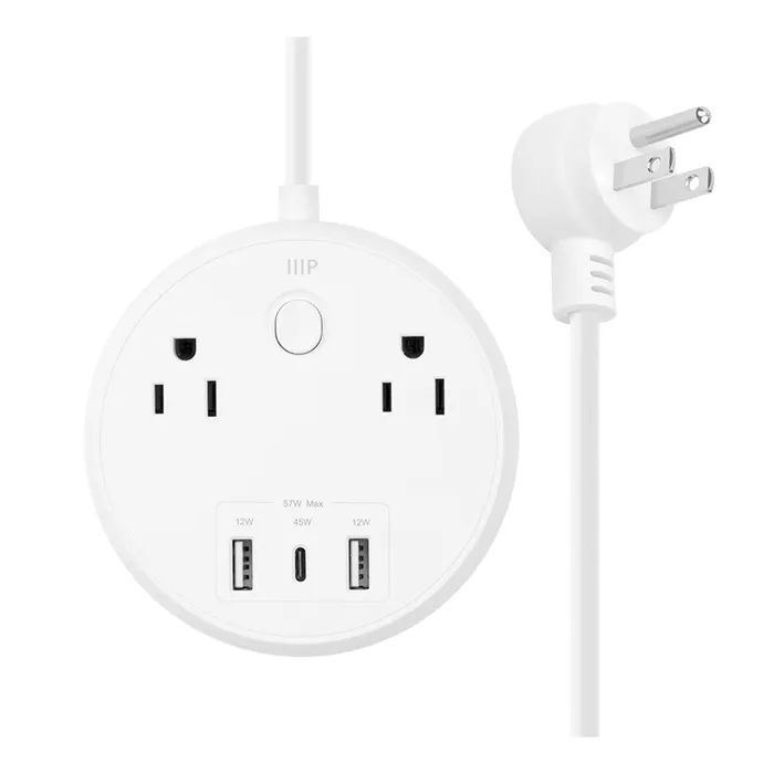 Monoprice 41809 | USB-C Power Strip Pad 2 Outlets and 3 USB 57W (2x 12W USB-A 1x 45W USB-C) with 5-Foot Extension Cord Refurbished -  refurbished available on Gotodirect