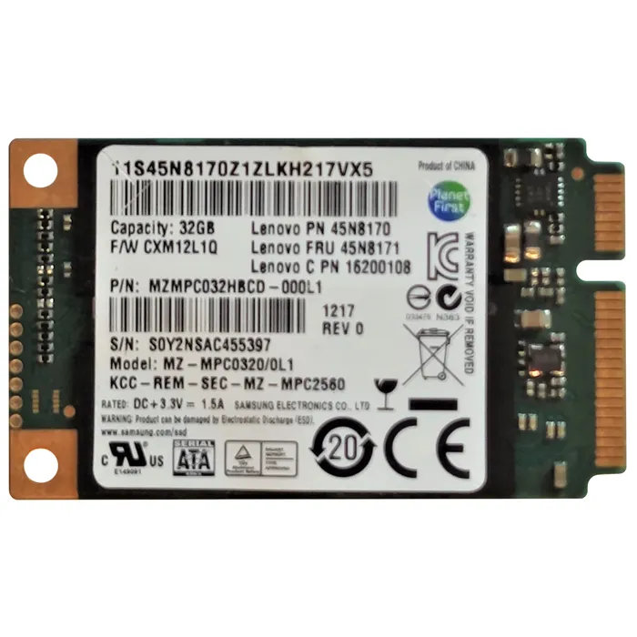 Lenovo 45N8170 | 32GB MLC SATA 6GB/s mSATA Internal Internal Solid State Drive for ThinkPad T Series Refurbished - Lenovo refurbished available on Gotodirect