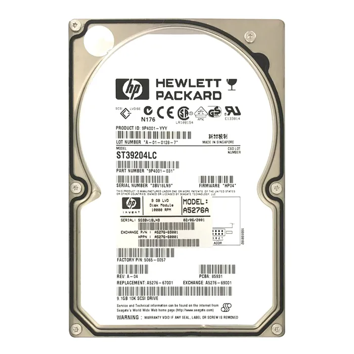 HP A5276-69001 | 9.1GB 10000RPM Ultra2 SCSI Hot Swappable (LVD) 80-Pin 3.5-Inch Hard Drive Refurbished - Hewlett-Packard (ou HP en abrégé) refurbished available on Gotodirect
