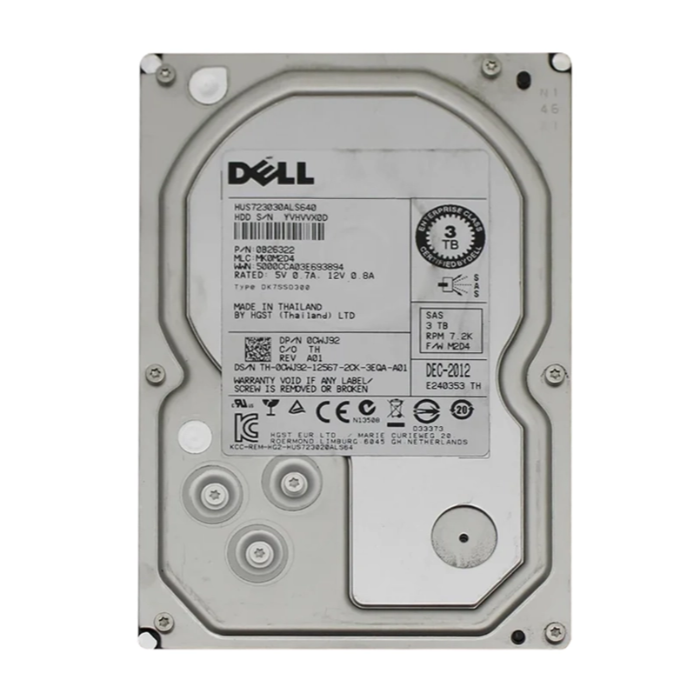 Dell CWJ92 | 3TB 7200RPM Nearline SAS 6Gb/s 3.5-Inch Hard Drive for PowerEdge Servers Refurbished - Dell refurbished available on Gotodirect