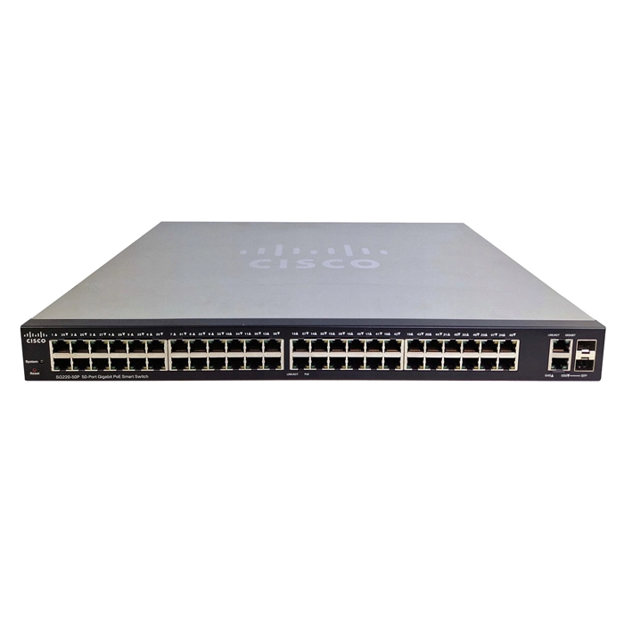 Cisco SG220-50P-K9-NA-RF | Small Business 220 Series SG220-50P 48 x Ports PoE+ 10/100/1000Base-T + 2 x Ports Combo SFP Rack-mountable Layer 2 Managed Gigabit Ethernet Network Switch Refurbished - Cisco Systems Inc. refurbished available on Gotodirect