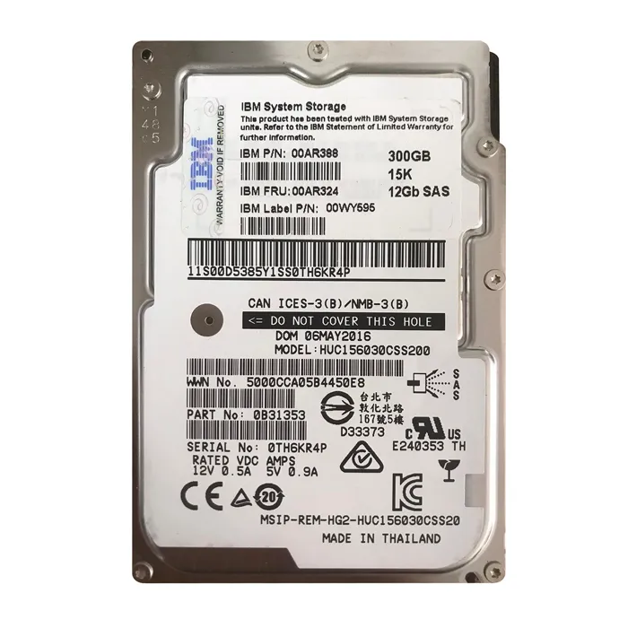 Buy IBM 00AR324 | 300GB 15000RPM SAS 12Gb/s 2.5-Inch Hard Drive Refurbished - $147.33 IBM 00AR324 | 300GB 15000RPM SAS 12Gb/s 2.5-Inch Hard Drive Refurbished - refurbished available on Gotodirect