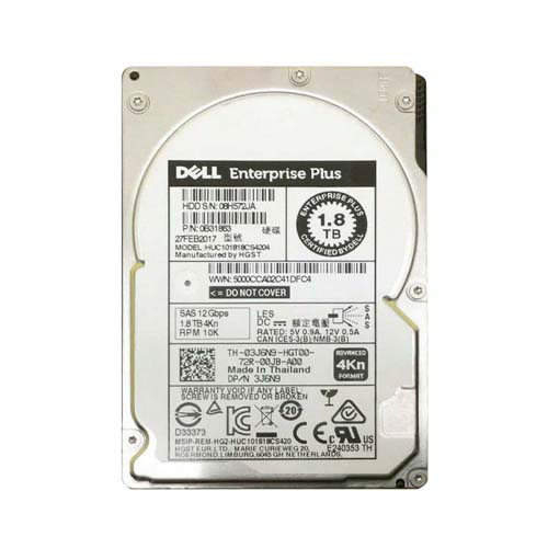Dell 3J6N9 | 1.8TB 10000RPM SAS 12Gb/s Hot-Pluggable 128MB Cache (4Kn) 2.5-Inch Hard Drive for EqualLogic Storage Array Refurbished - Dell refurbished available on Gotodirect