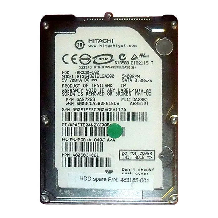 HP 483185-001 | 160GB 5400RPM SATA 3Gb/s 8MB Cache 2.5-inch Hard Drive Refurbished - Hewlett-Packard (ou HP en abrégé) refurbished available on Gotodirect
