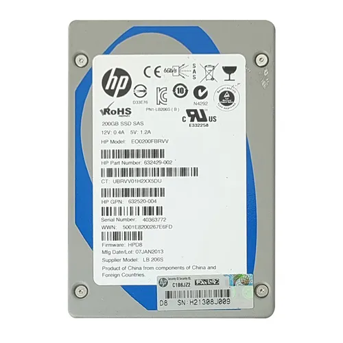 HP EO0200FBRVV | 200GB Single-Level Cell SAS 6Gb/s Hot-Pluggable 2.5-Inch Enterprise Solid State Drive for ProLiant Servers Refurbished - Hewlett-Packard (ou HP en abrégé) refurbished available on Gotodirect
