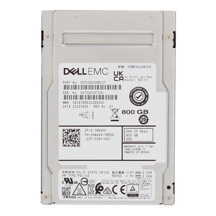 Dell NNGV4 | 800GB 2.5-inch 24GB/s SAS Triple-Level Cell Mixed-Use (512e) Hot-Pluggable Solid State Drive for PowerEdge G14 - G16 Servers and Storage Arrays Refurbished - Dell refurbished available on Gotodirect