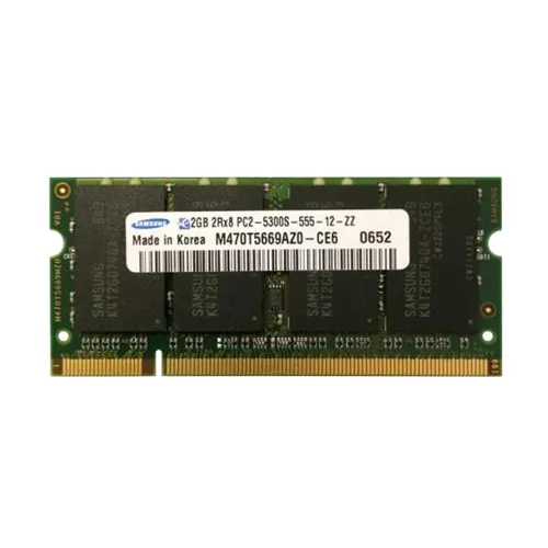 Samsung M470T5669AZ0-CE6 | 2GB DDR2-667MHz PC2-5300 Non-ECC Unbuffered SODIMM CL5 2Rx8 1.8V 200-Pin Memory Module Refurbished - Samsung refurbished available on Gotodirect