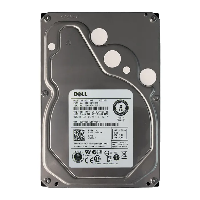 Dell WDC07 | 2TB 7200RPM SAS 6Gb/s Hot-Pluggable 3.5-Inch Hard Drive for PowerEdge Server & PowerVault Storage Array Refurbished - Dell refurbished available on Gotodirect