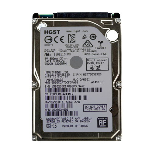 HP 752863-001 | 750GB 7200RPM SATA 6Gb/s 32MB Cache 2.5-inch Hard Drive Refurbished - Hewlett-Packard (ou HP en abrégé) refurbished available on Gotodirect