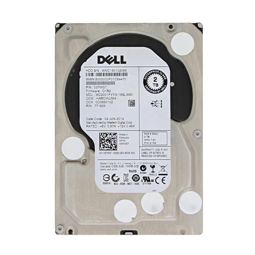 Dell 037MGT | 2TB 7200RPM SAS 6Gb/s Hot-Pluggable (512n) 3.5-Inch Nearline Hard Drive for PowerEdge Server & PowerVault Storage Array Refurbished - Dell refurbished available on Gotodirect