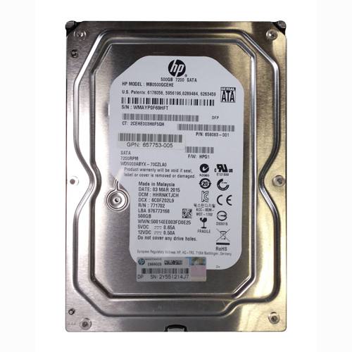 Buy HP 657753-005 | 500GB 7200RPM SATA 6Gb/s LFF Hot-Pluggable 3.5-inch Midline Hard Drive Refurbished - $95.11 HP 657753-005 | 500GB 7200RPM SATA 6Gb/s LFF Hot-Pluggable 3.5-inch Midline Hard Drive Refurbished - Hewlett-Packard (ou HP en abrégé) refurbished available on Gotodirect