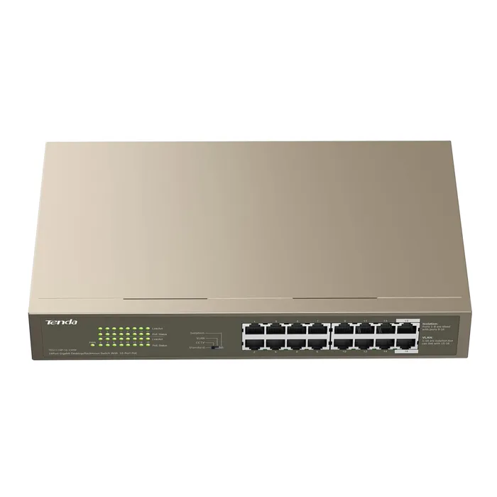 Tenda TEG1116P-16-150W | 1000M&PoE 16-Port Gigabit Ethernet Switch with 16-Port PoE Refurbished - Tenda refurbished available on Gotodirect