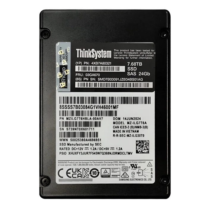 Lenovo 03GX670 | 7.68TB SAS 24Gb/s Read Intensive HS SED 2.5-inch Solid State Drive for ThinkSystem Refurbished - Lenovo refurbished available on Gotodirect