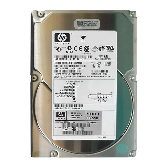 HP A6274A | 36.4GB 10000RPM Ultra160 SCSI Hot Swappable LVD 80-Pin 3.5-Inch Hard Drive Refurbished - Hewlett-Packard (ou HP en abrégé) refurbished available on Gotodirect