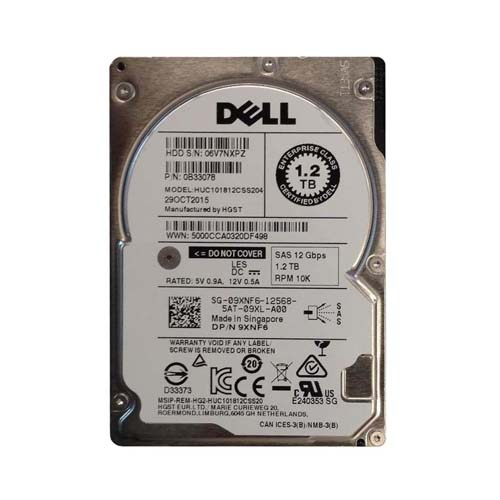 Dell 09XNF6 | 1.2TB 10000RPM SAS 12Gb/s Hot-Pluggable (512n) 2.5-Inch Hard Drive for PowerEdge Server & PowerVault Storage Array Refurbished - Dell refurbished available on Gotodirect