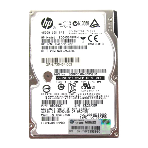 HP 730454-002 | 450GB 10000RPM SAS 6Gb/s Dual Port 2.5-Inch Hard Drive Refurbished - Hewlett-Packard (ou HP en abrégé) refurbished available on Gotodirect