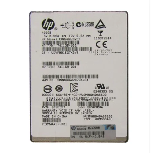 HP 741135-002 | 400GB SAS 12Gb/s Hot-Swappable 2.5-Inch Enterprise Solid State Drive for ProLiant Servers Refurbished - Hewlett-Packard (ou HP en abrégé) refurbished available on Gotodirect