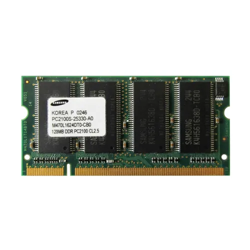 Samsung M470L1624DT0-CB0 | 128MB DDR-266MHz PC-2100 Non-ECC Unbuffered SODIMM CL2.5 1Rx16 2.5V 200-Pin Memory Module Refurbished - Samsung refurbished available on Gotodirect