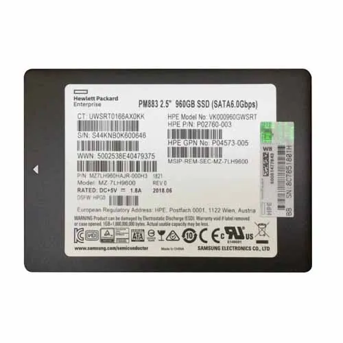 HP P02760-003 | 960GB Multi-Level Cell SATA 6Gb/s Read Intensive 2.5-inch Solid State Drive for ProLiant G9 G10 Servers Refurbished - Hewlett-Packard (ou HP en abrégé) refurbished available on Gotodirect