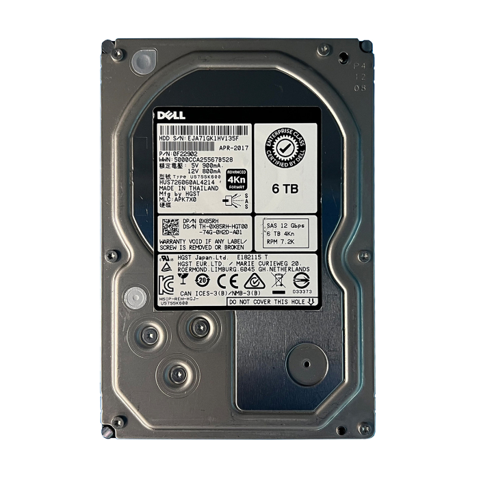 Dell X85RH | 6TB 7200RPM SAS 12Gb/s Hot-Pluggable (4Kn) 3.5-Inch Nearline Hard Drive for PowerEdge Servers Refurbished - Dell refurbished available on Gotodirect