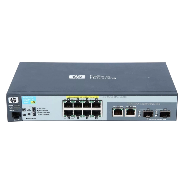 HP J9298-69001 | ProCurve 2520 Series 2520-8G-PoE 8 x 10/100/1000Base-T RJ-45 PoE and 2 x 10/100/1000Base-T RJ45/SFP (mini-GBIC) Ports Layer 2 Managed Gigabit Ethernet Network Switch Refurbished - Hewlett-Packard (ou HP en abrégé) refurbished available on Gotodirect