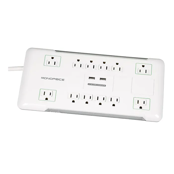 Monoprice 9203 | 12 Outlet Power Surge Protector with 2 Built-In USB Charger Ports 4320 Joules 6ft Cord Refurbished -  refurbished available on Gotodirect