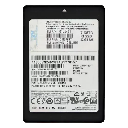 Samsung MZ-ILS7T60 | Enterprise PM1633a 7.68TB Triple-Level-Cell SAS 12Gb/s Read-Intensive 2.5-Inch Solid State Drive Refurbished - Samsung refurbished available on Gotodirect