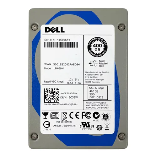 Dell 8C38W | 400GB Multi-Level Cell SAS 6Gb/s Hot-Pluggable Mixed Use 2.5-Inch Solid State Drive for PowerEdge and PowerVault Servers Refurbished - Dell refurbished available on Gotodirect