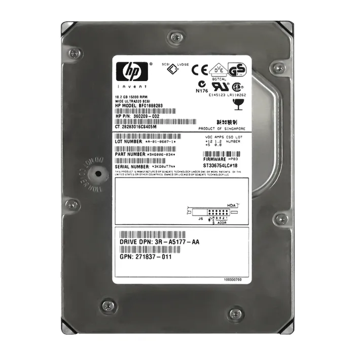 HP 360209-002 | 18.2GB 15000RPM Ultra320 SCSI Hot Pluggable LVD 80-Pin 3.5-Inch Hard Drive Refurbished - Hewlett-Packard (ou HP en abrégé) refurbished available on Gotodirect
