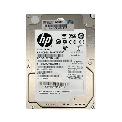 HP 507129-019 | 300GB 15000RPM SAS 6Gb/s SFF 2.5-inch Hard Drive for ProLiant BL20p G4 Server Refurbished - Hewlett-Packard (ou HP en abrégé) refurbished available on Gotodirect