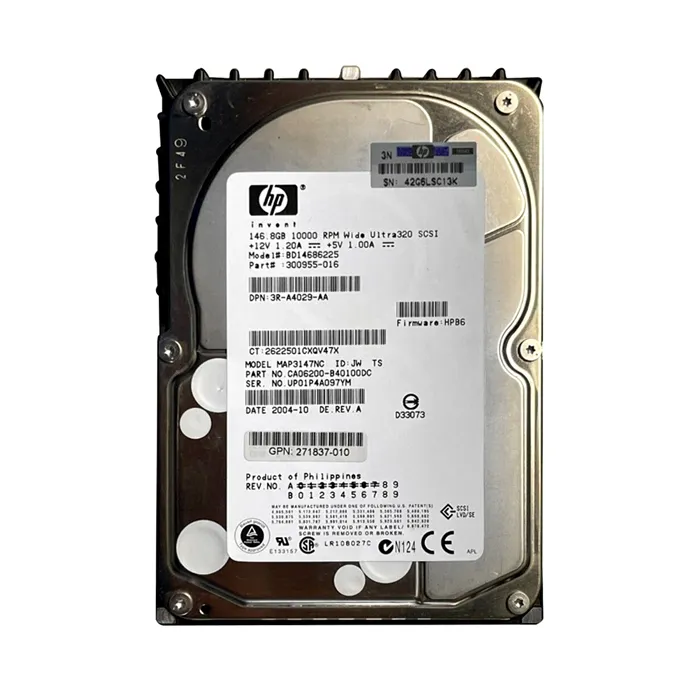 HP BD14686225 | 146GB 10000RPM Ultra320 SCSI Hot-Pluggable LVD 80-Pin 3.5-inch Hard Drive Refurbished - Hewlett-Packard (ou HP en abrégé) refurbished available on Gotodirect