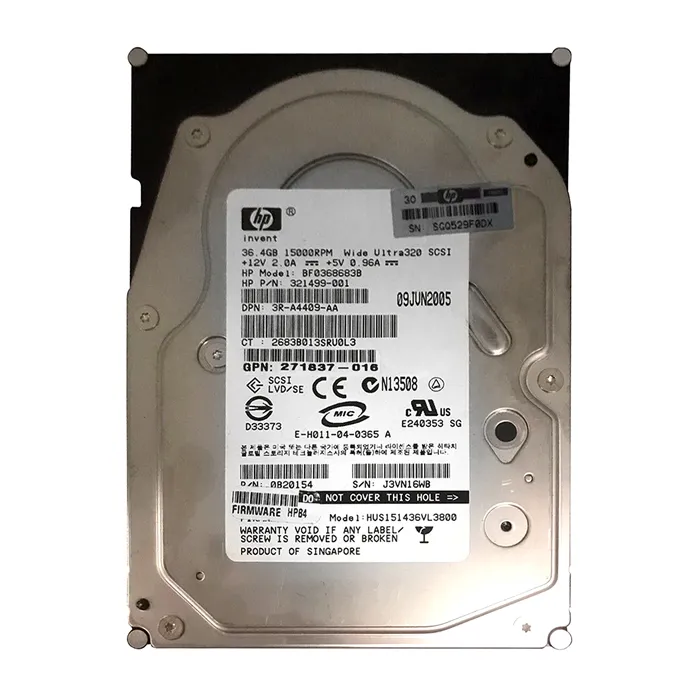 HP BF0368683B | 36.4GB 15000RPM Ultra320 SCSI Hot Swappable LVD 80-Pin 3.5-Inch Hard Drive Refurbished - Hewlett-Packard (ou HP en abrégé) refurbished available on Gotodirect
